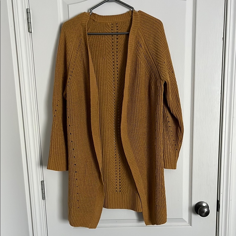 Maurice’s- size large dark mustard yellow cardigan, soft knit material